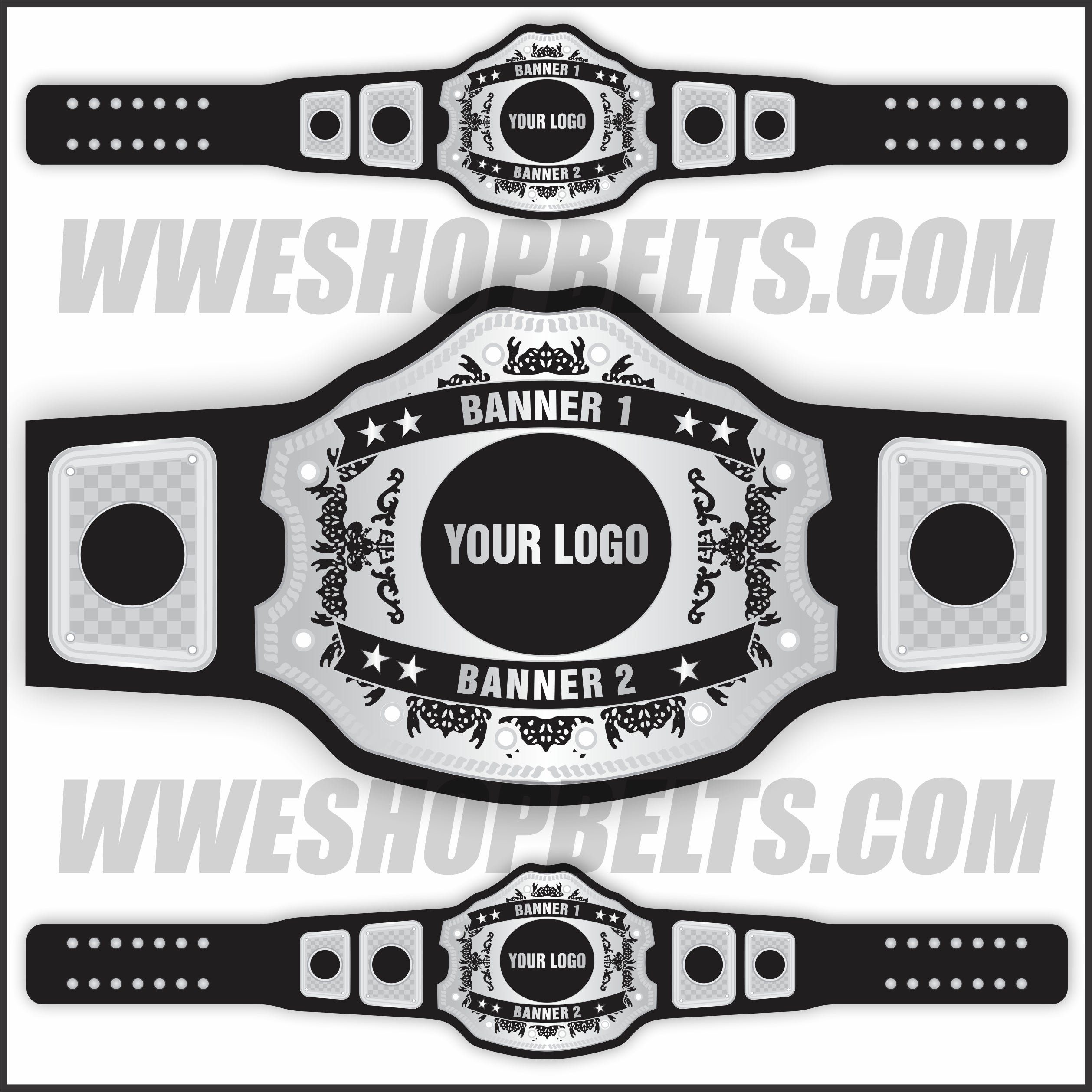 Custom Belts, Add Your Name Plate on Customizable Championship Belts for Halloween, Christmas, Valentine's, Skull Bone (Halloween)