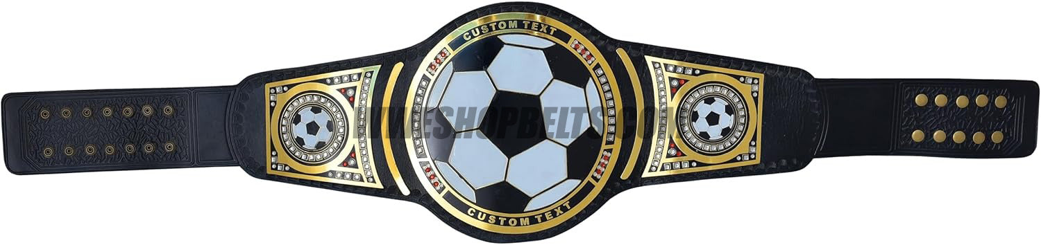 Custom Fantasy Football Title Belt with Football Plate Design