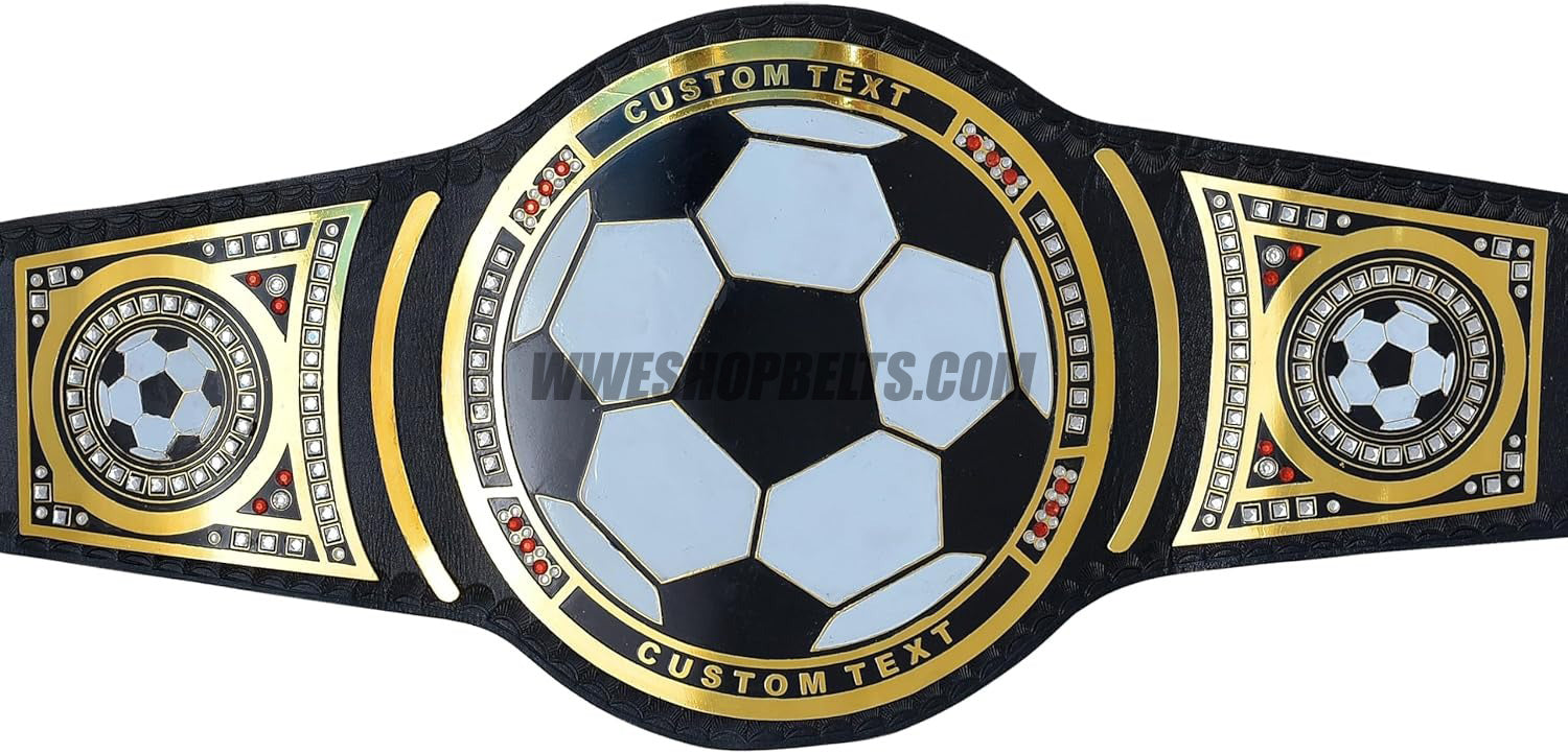 Custom Fantasy Football Title Belt with Football Plate Design