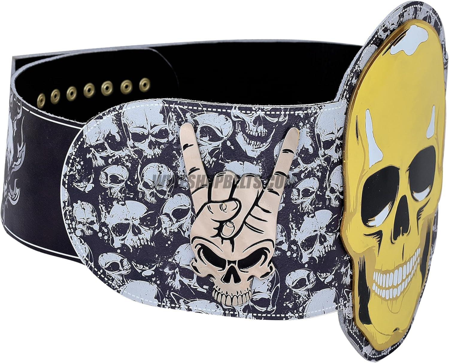 Custom Skull Belt with Gold Skull Plate Design