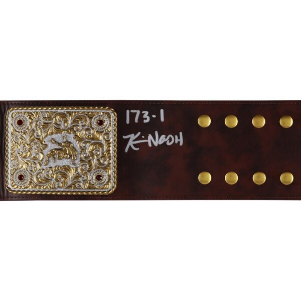 Kevin Nash Autographed Big Gold World Heavyweight Championship Replica Title Belt with "173-1" Inscription